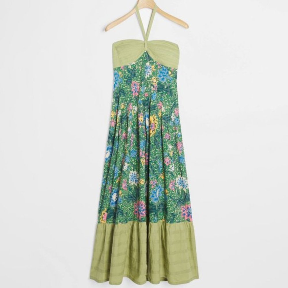 NWT Anthropologie zosime halter maxi dress green
